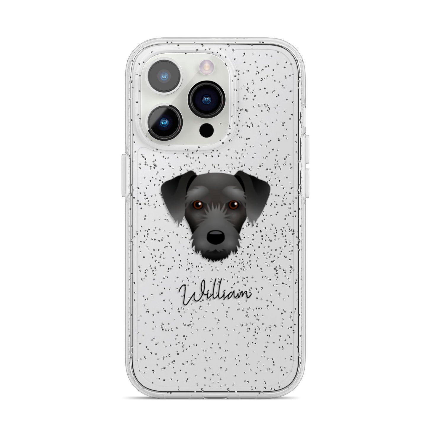 Miniature Schnoxie Personalised iPhone 14 Pro Glitter Tough Case Silver