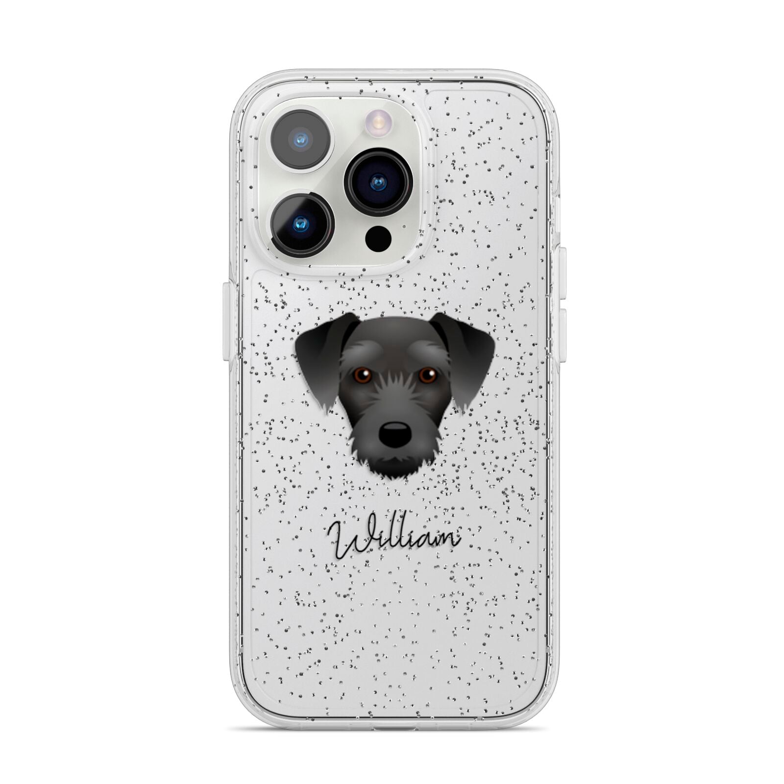 Miniature Schnoxie Personalised iPhone 14 Pro Glitter Tough Case Silver