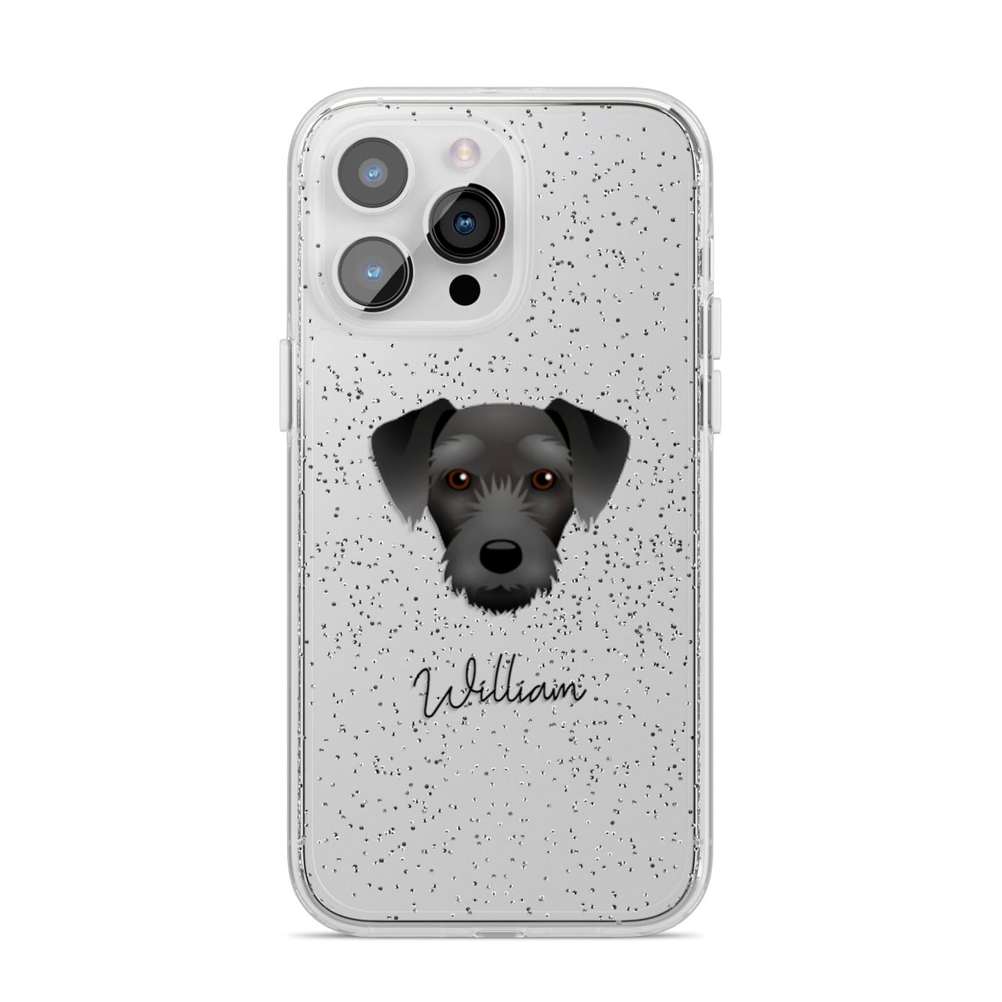 Miniature Schnoxie Personalised iPhone 14 Pro Max Glitter Tough Case Silver