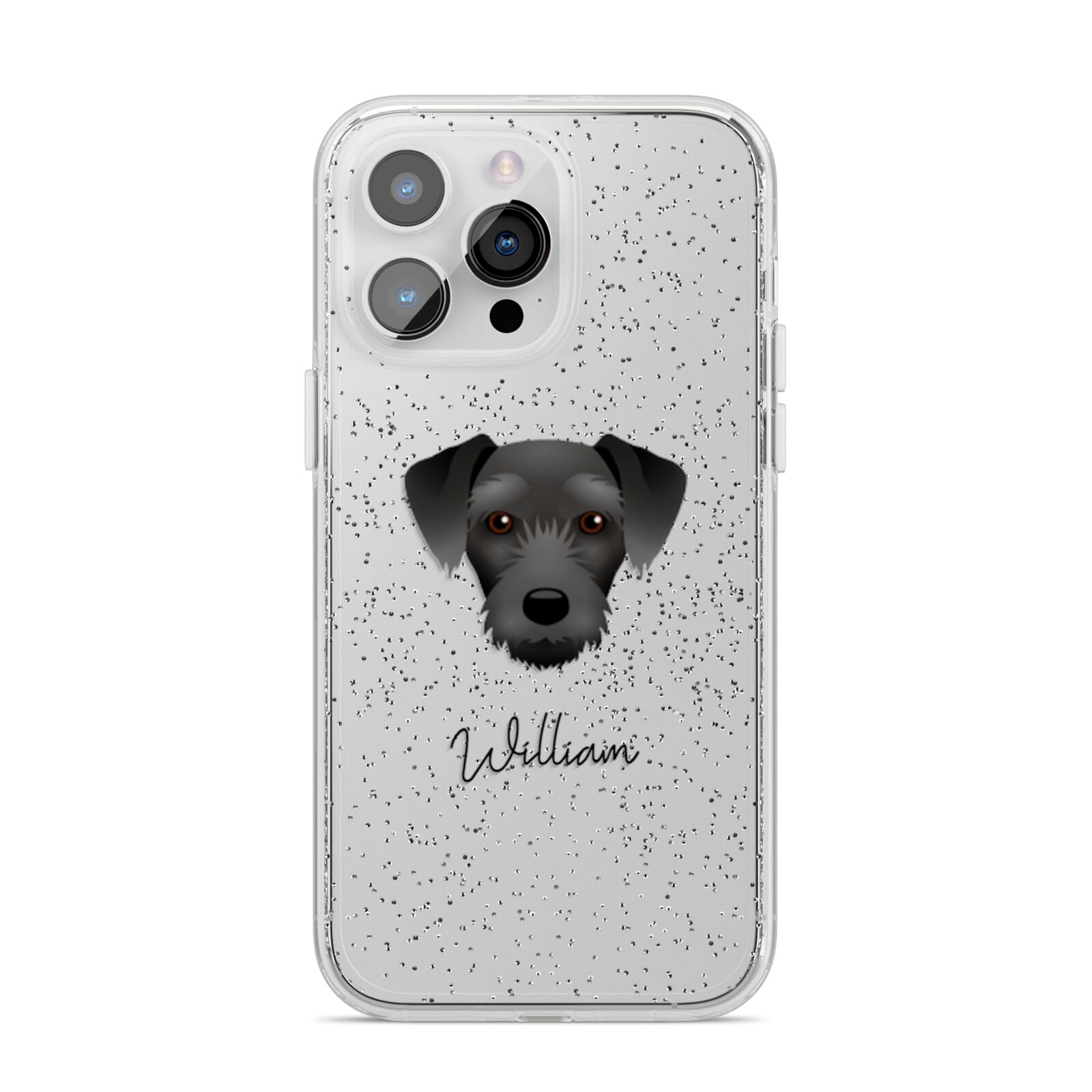 Miniature Schnoxie Personalised iPhone 14 Pro Max Glitter Tough Case Silver
