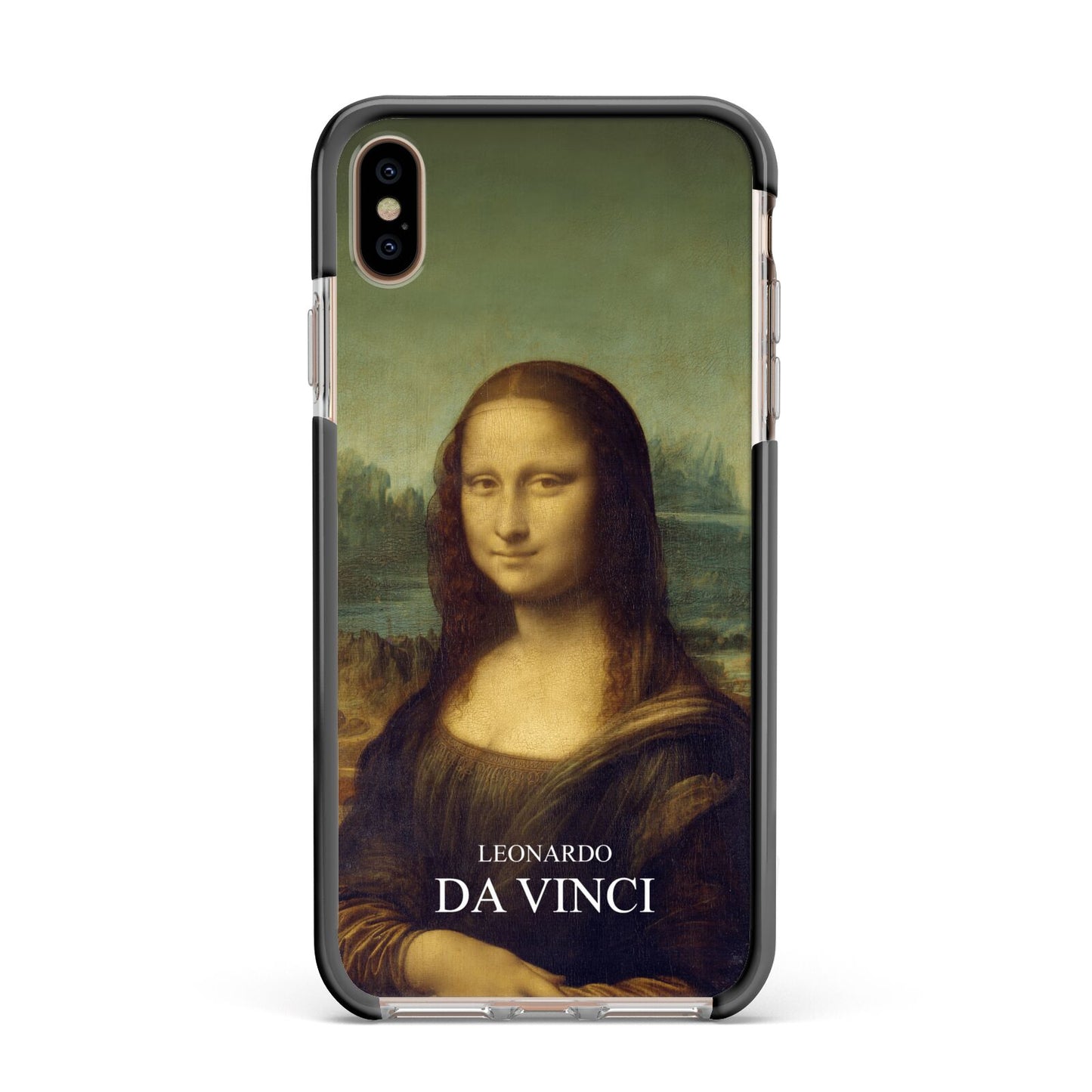 Mona Lisa By Da Vinci Apple iPhone Xs Max Impact Case Black Edge on Gold Phone