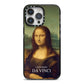 Mona Lisa By Da Vinci iPhone 14 Pro Max Black Impact Case on Silver phone