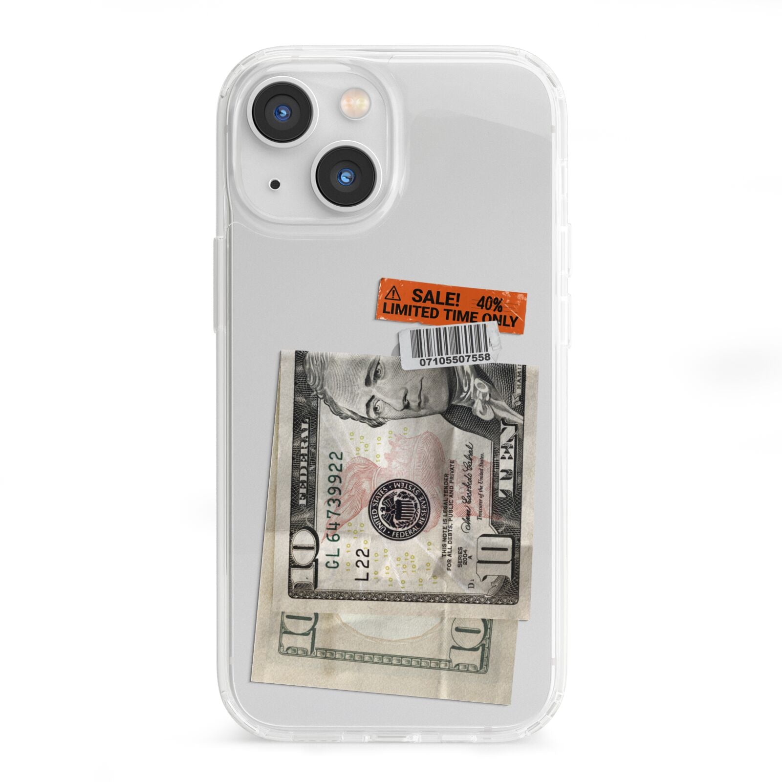 Money and Sale Sticker iPhone 13 Mini Clear Bumper Case