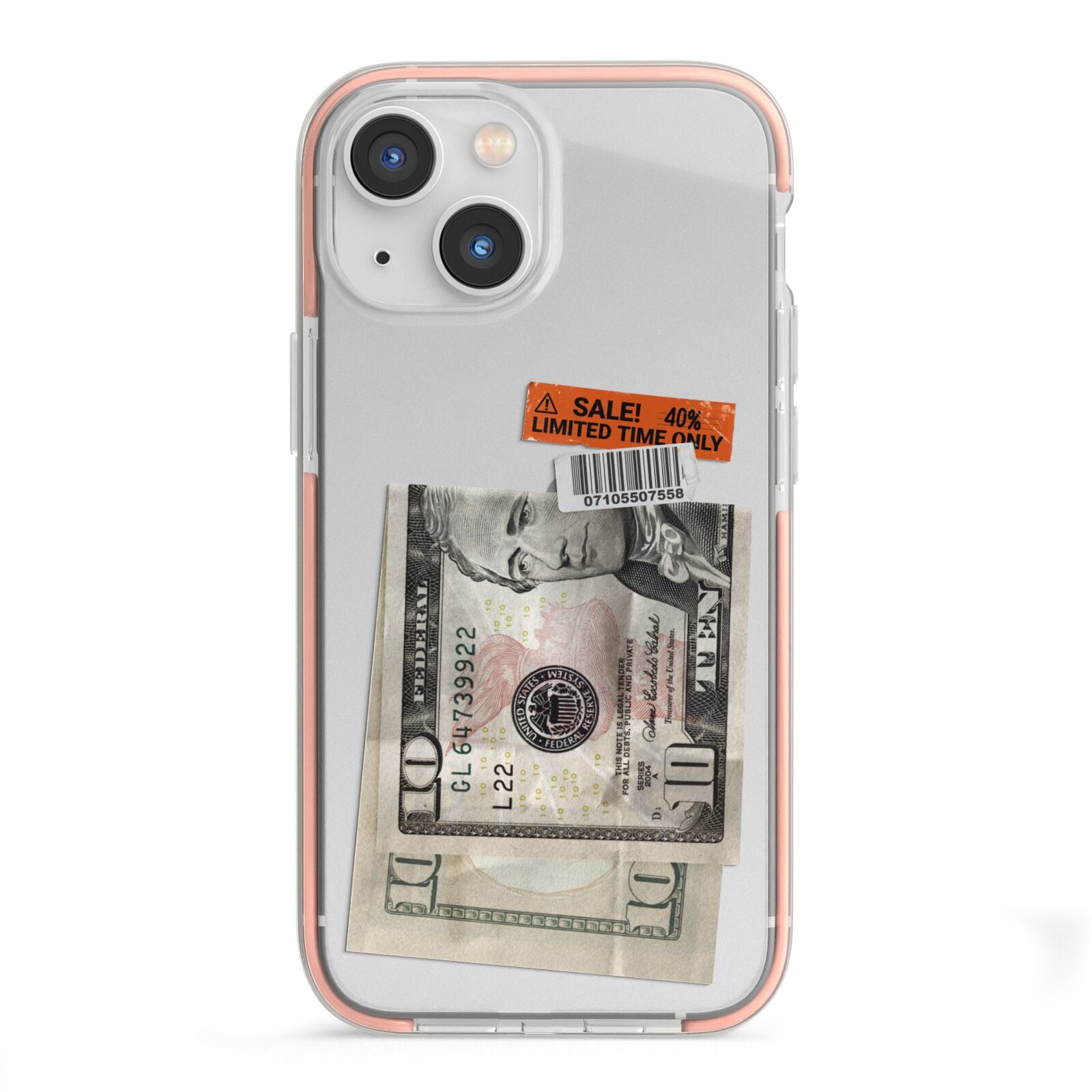 Money and Sale Sticker iPhone 13 Mini TPU Impact Case with Pink Edges