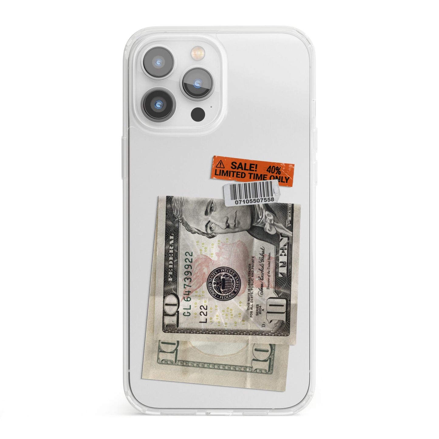 Money and Sale Sticker iPhone 13 Pro Max Clear Bumper Case