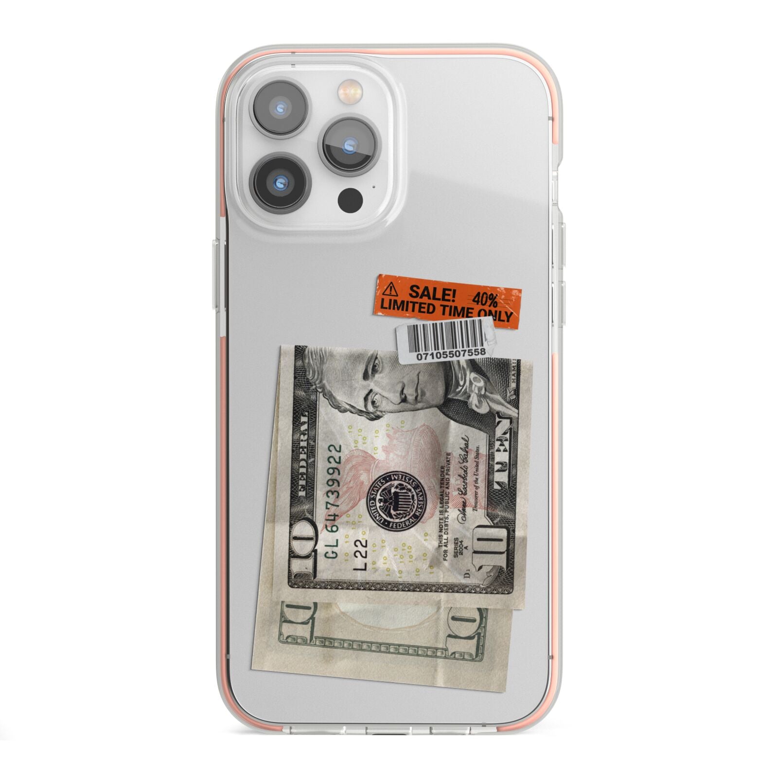 Money and Sale Sticker iPhone 13 Pro Max TPU Impact Case with Pink Edges