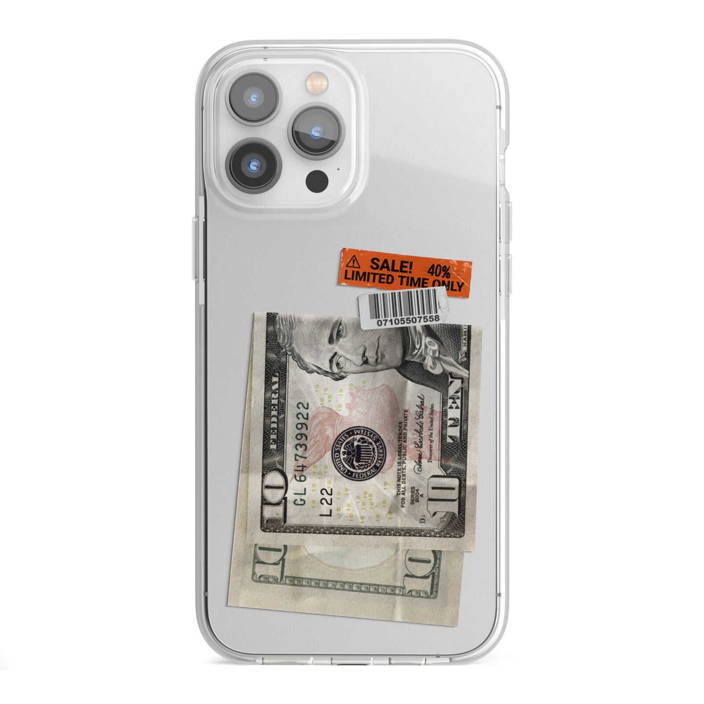 Money and Sale Sticker iPhone 13 Pro Max TPU Impact Case with White Edges