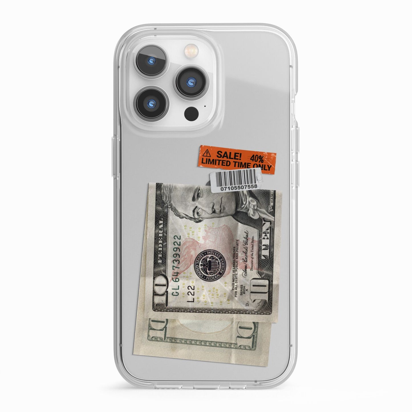 Money and Sale Sticker iPhone 13 Pro TPU Impact Case with White Edges