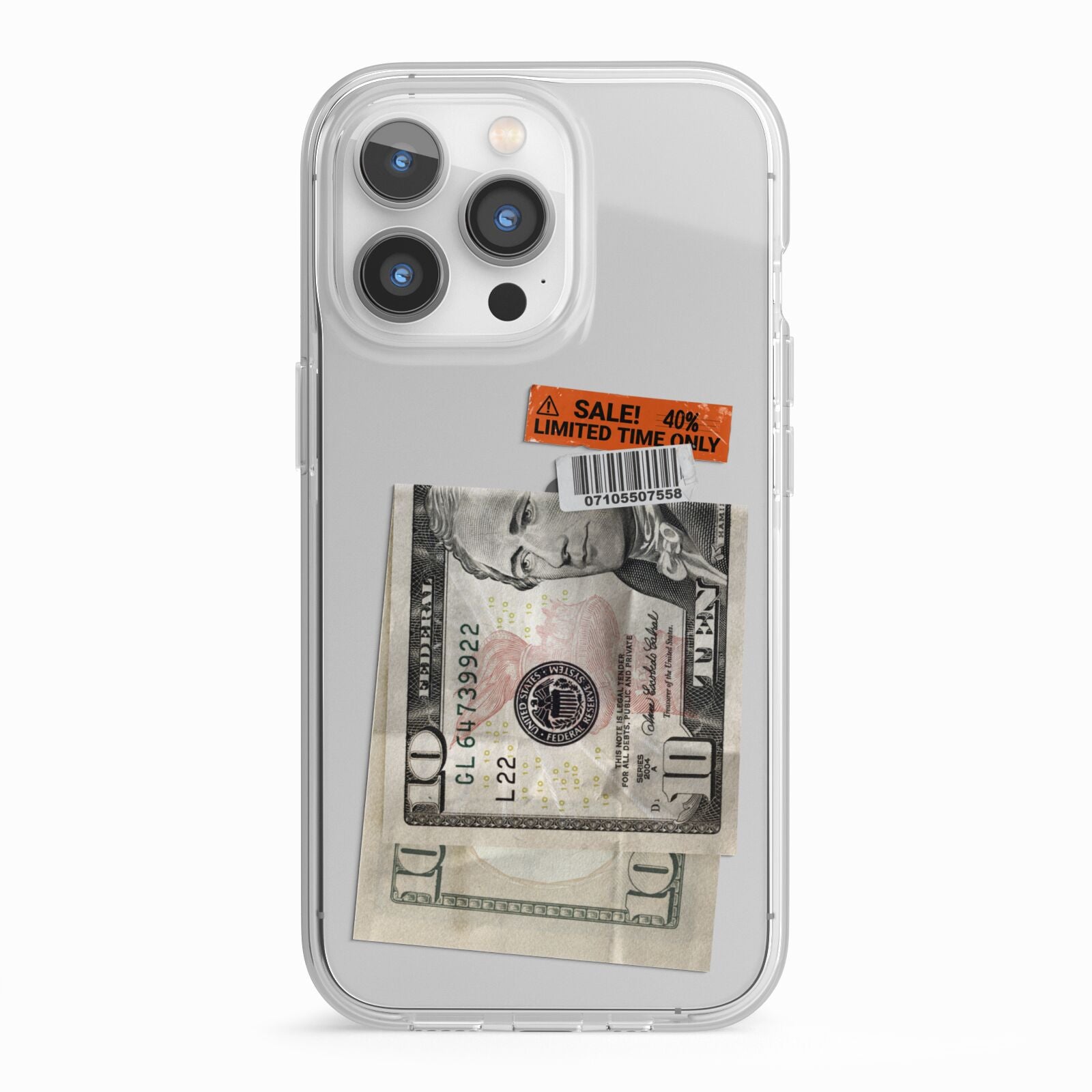 Money and Sale Sticker iPhone 13 Pro TPU Impact Case with White Edges