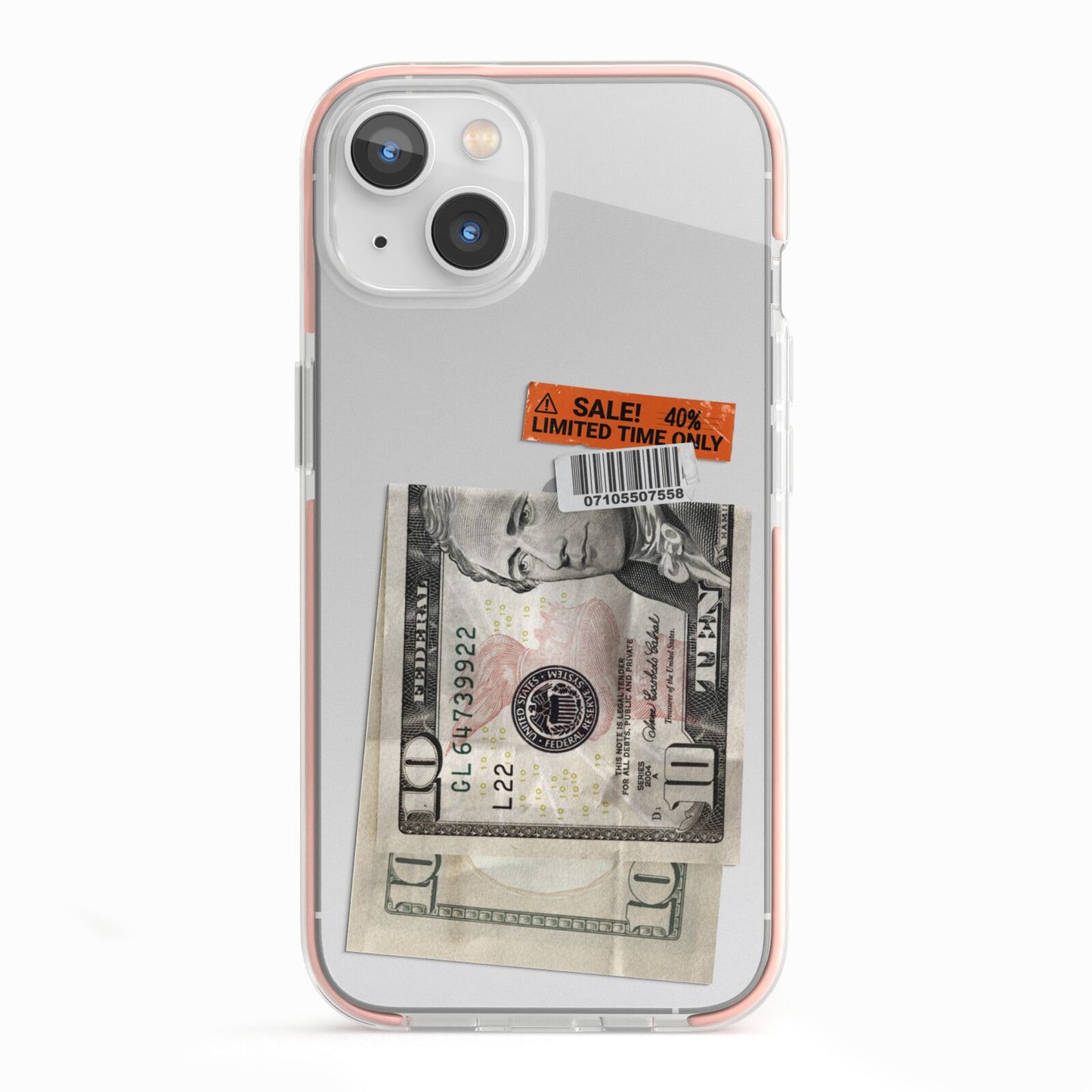Money and Sale Sticker iPhone 13 TPU Impact Case with Pink Edges