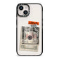 Money and Sale Sticker iPhone 14 Black Impact Case on Silver phone
