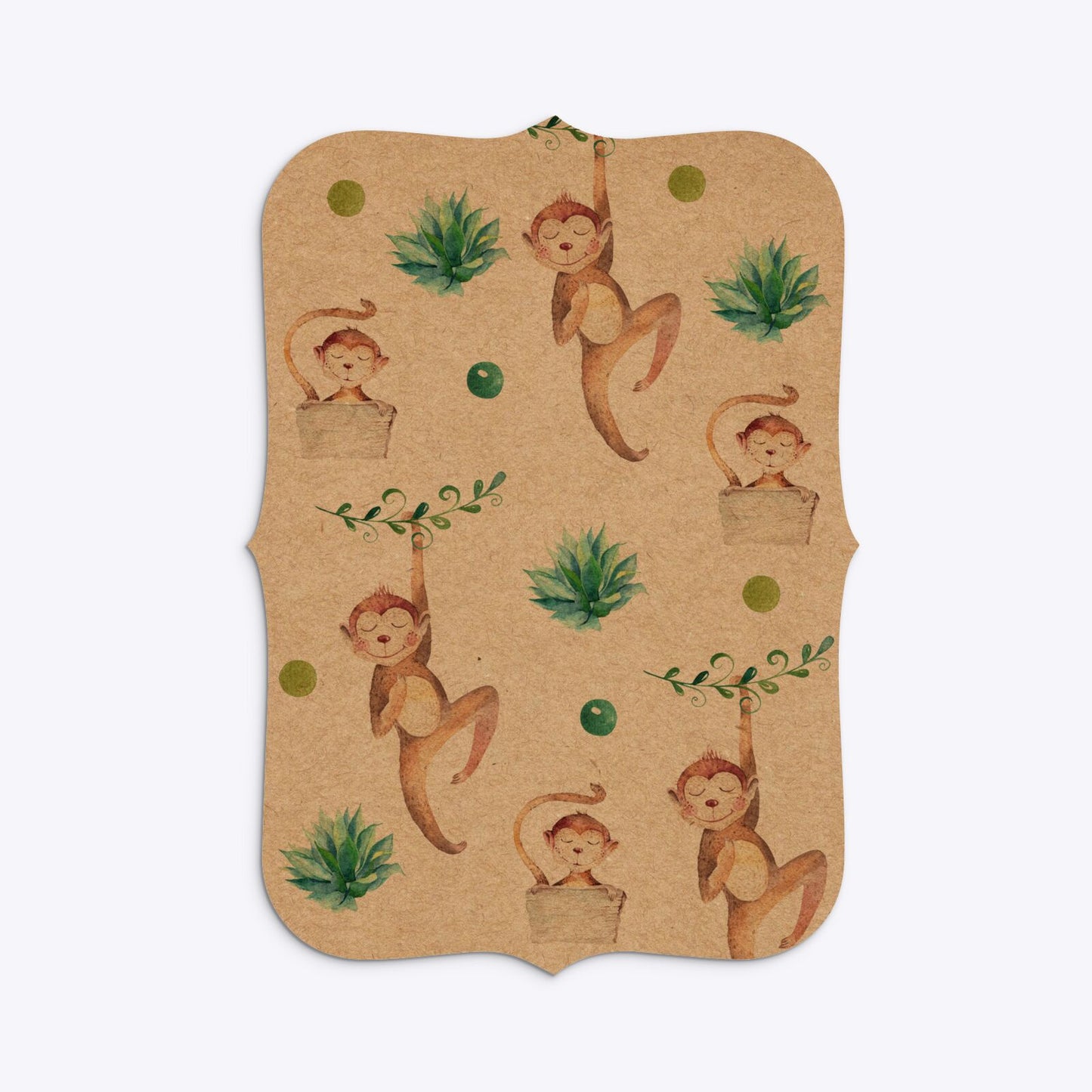 Monkey Personalised Happy Birthday Bracket Invitation Kraft Back Image