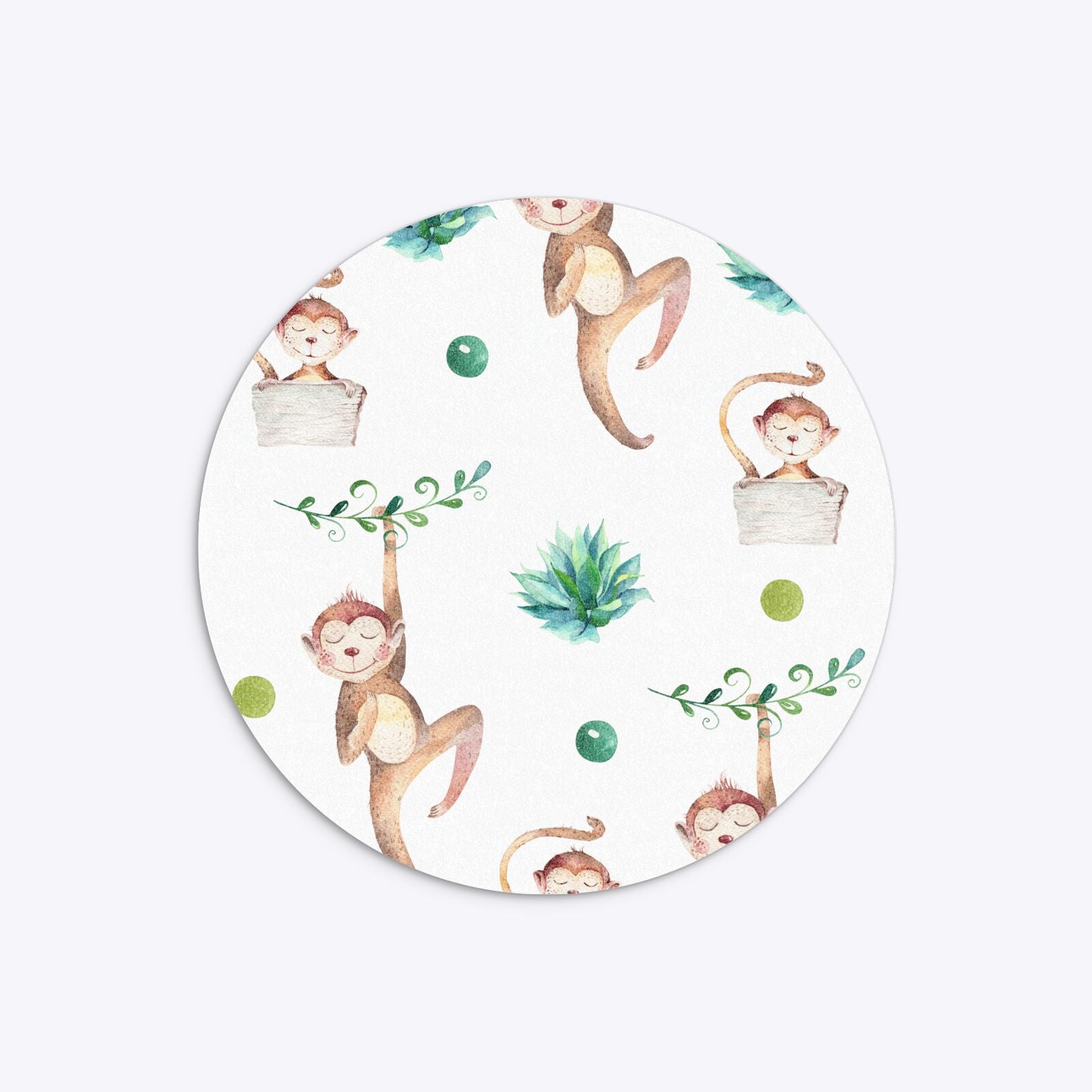 Monkey Personalised Happy Birthday Circle 5 25x5 25 Invitation Glitter Back Image