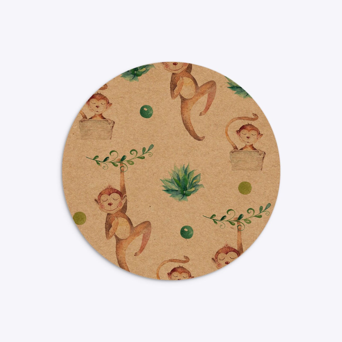 Monkey Personalised Happy Birthday Circle 5 25x5 25 Invitation Kraft Back Image