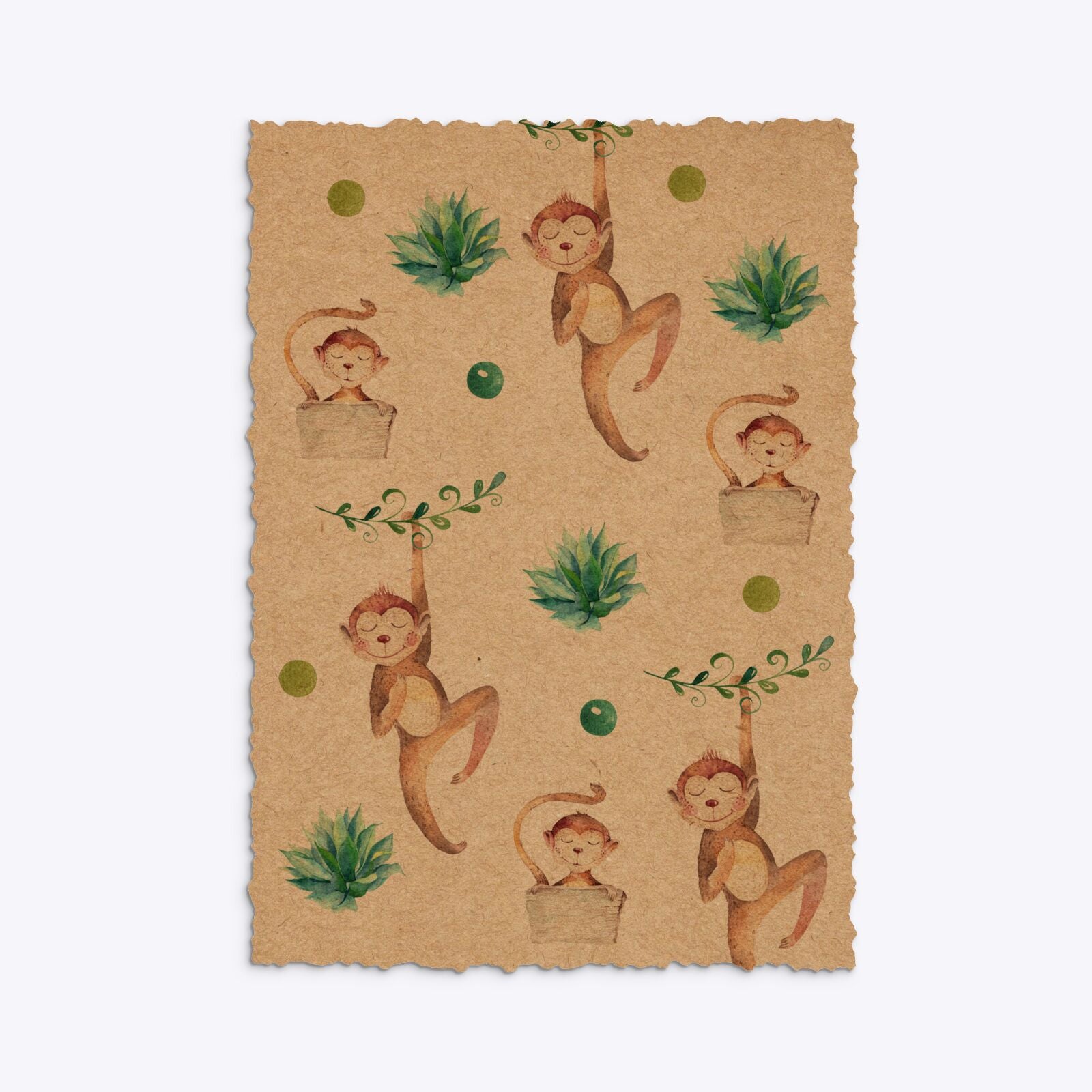 Monkey Personalised Happy Birthday Deckle Invitation Kraft Back Image