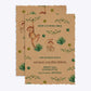 Monkey Personalised Happy Birthday Deckle Invitation Kraft Front and Back Image