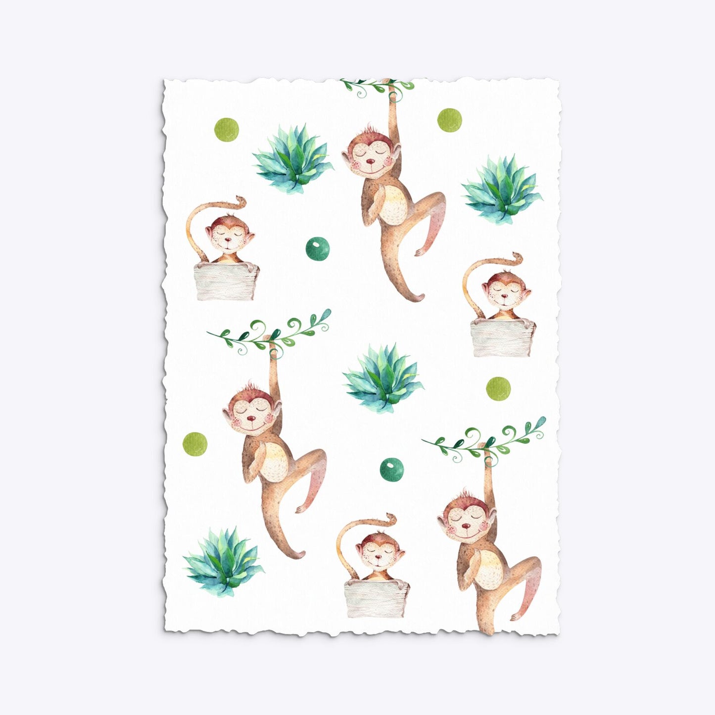 Monkey Personalised Happy Birthday Deckle Invitation Matte Paper Back Image