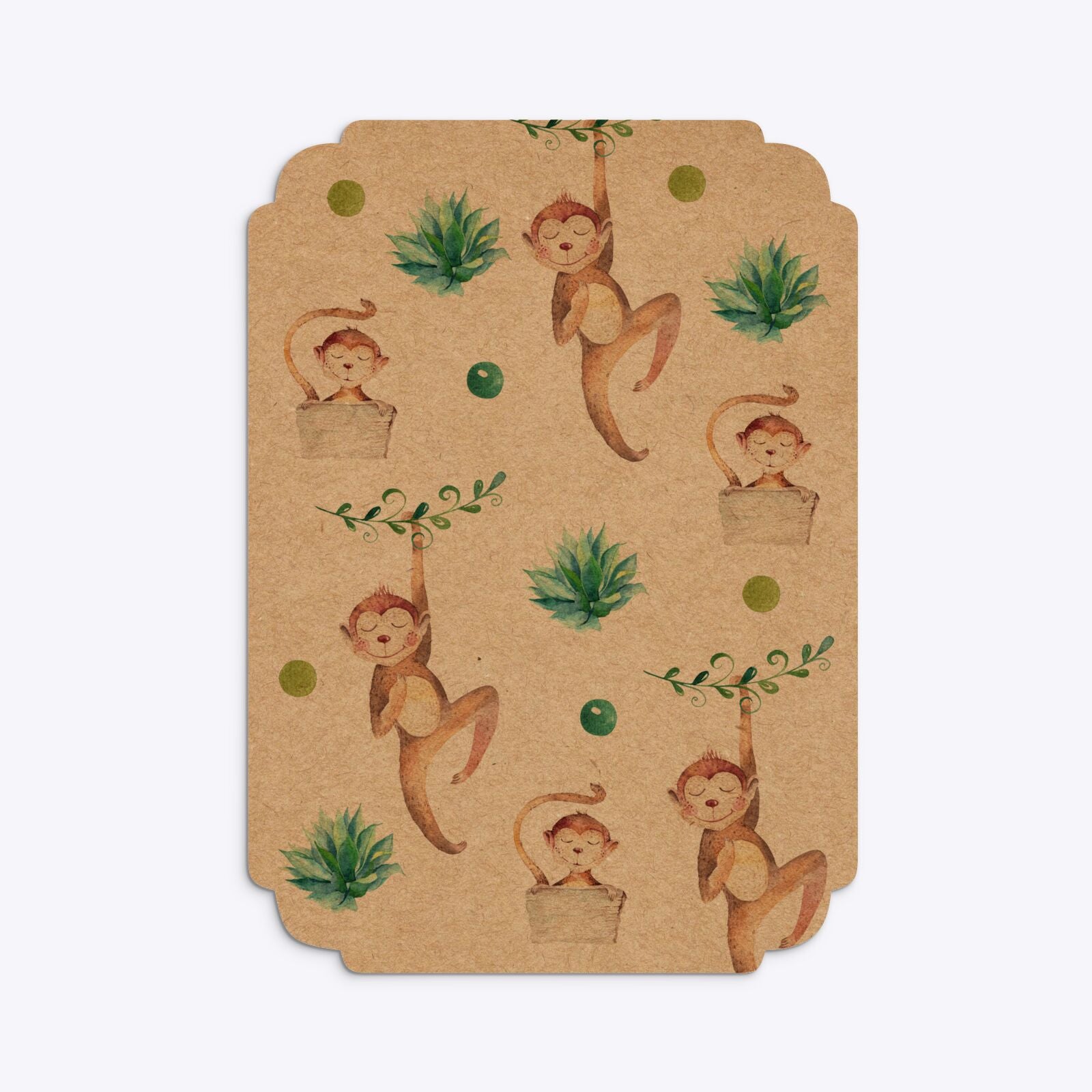 Monkey Personalised Happy Birthday Deco Invitation Kraft Back Image