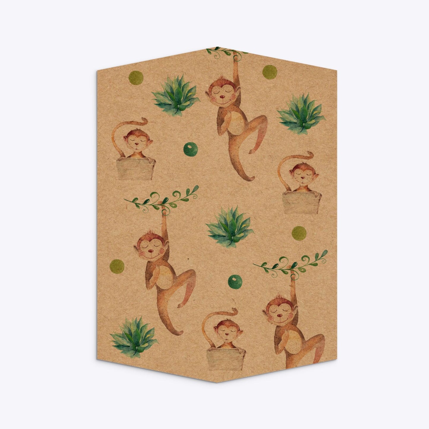 Monkey Personalised Happy Birthday Geo Invitation Kraft Back Image