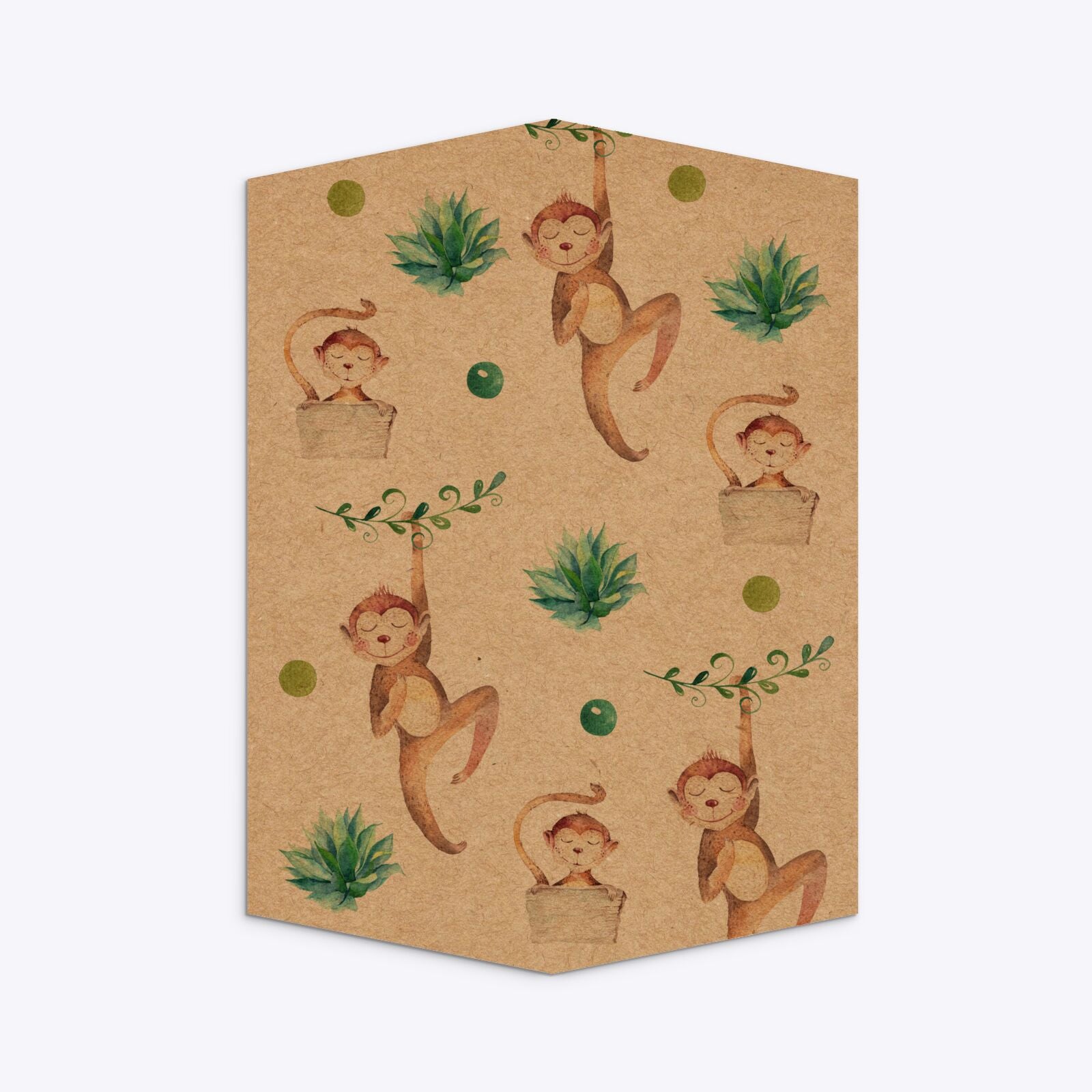 Monkey Personalised Happy Birthday Geo Invitation Kraft Back Image