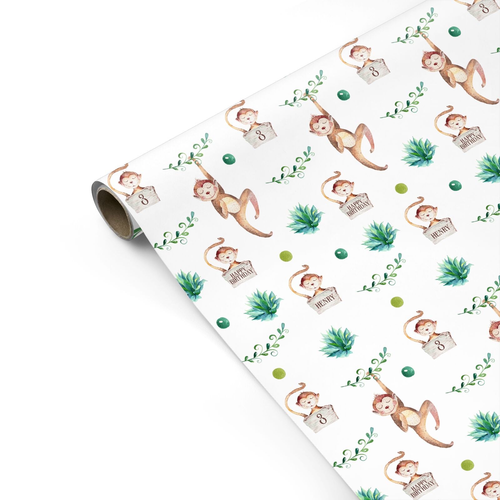 Monkey Personalised Happy Birthday Personalised Gift Wrap
