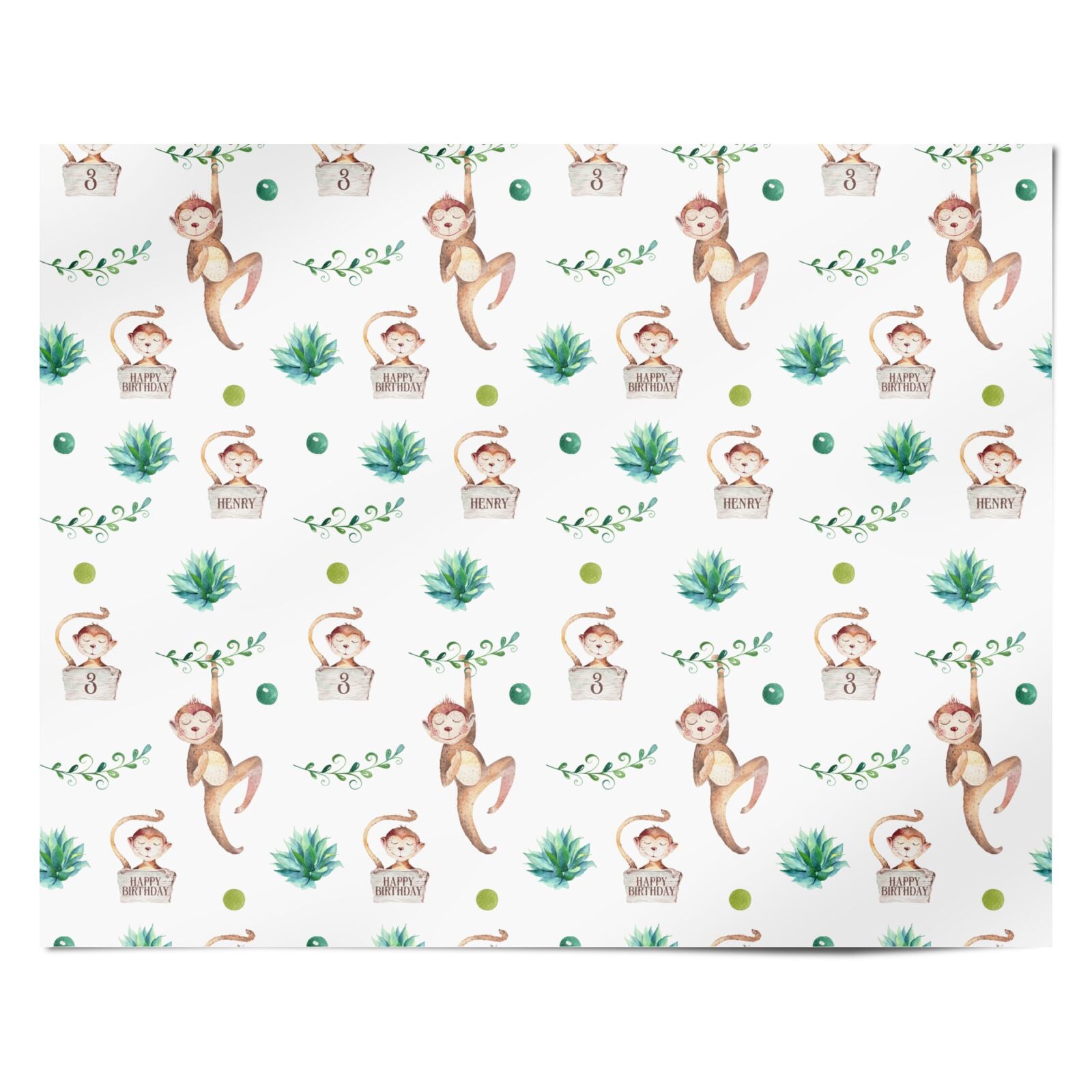 Monkey Personalised Happy Birthday Personalised Wrapping Paper Alternative