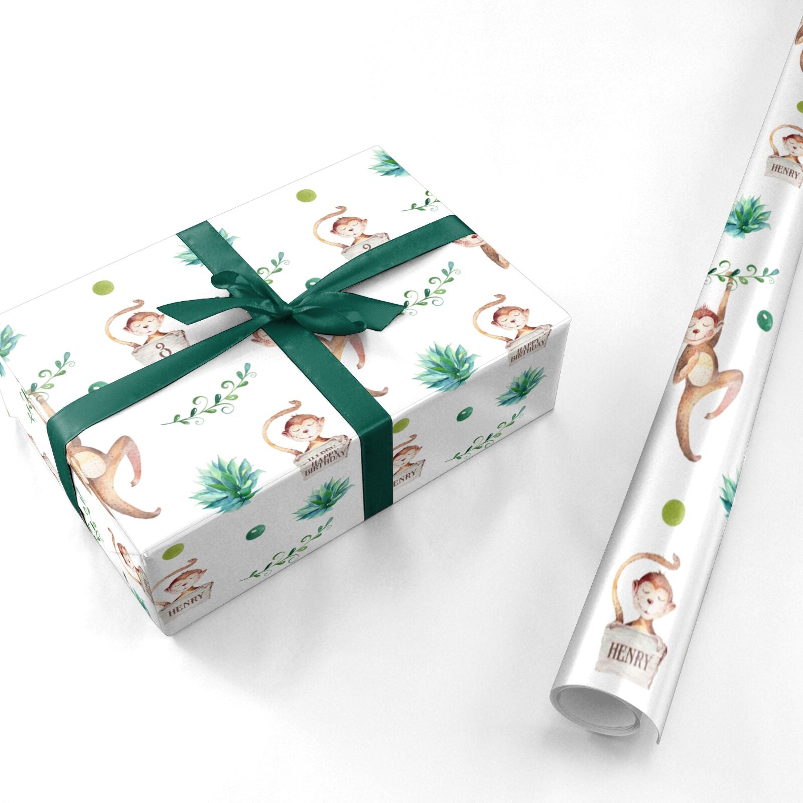 Monkey Personalised Happy Birthday Wrapping Paper – Dyefor