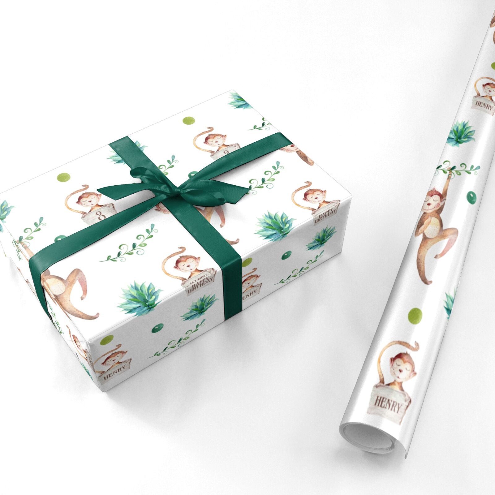 Monkey Personalised Happy Birthday Personalised Wrapping Paper