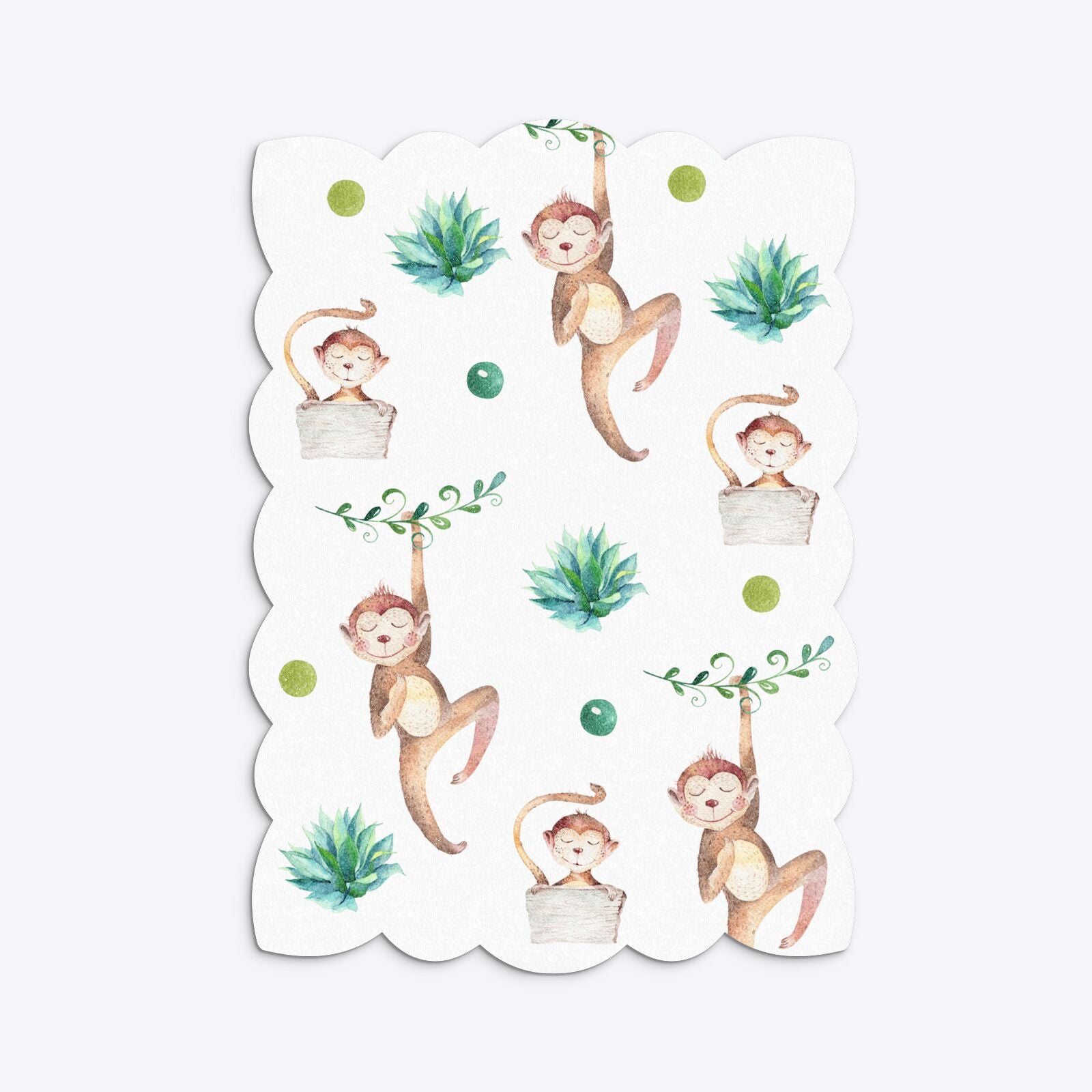 Monkey Personalised Happy Birthday Petal Invitation Glitter Back Image