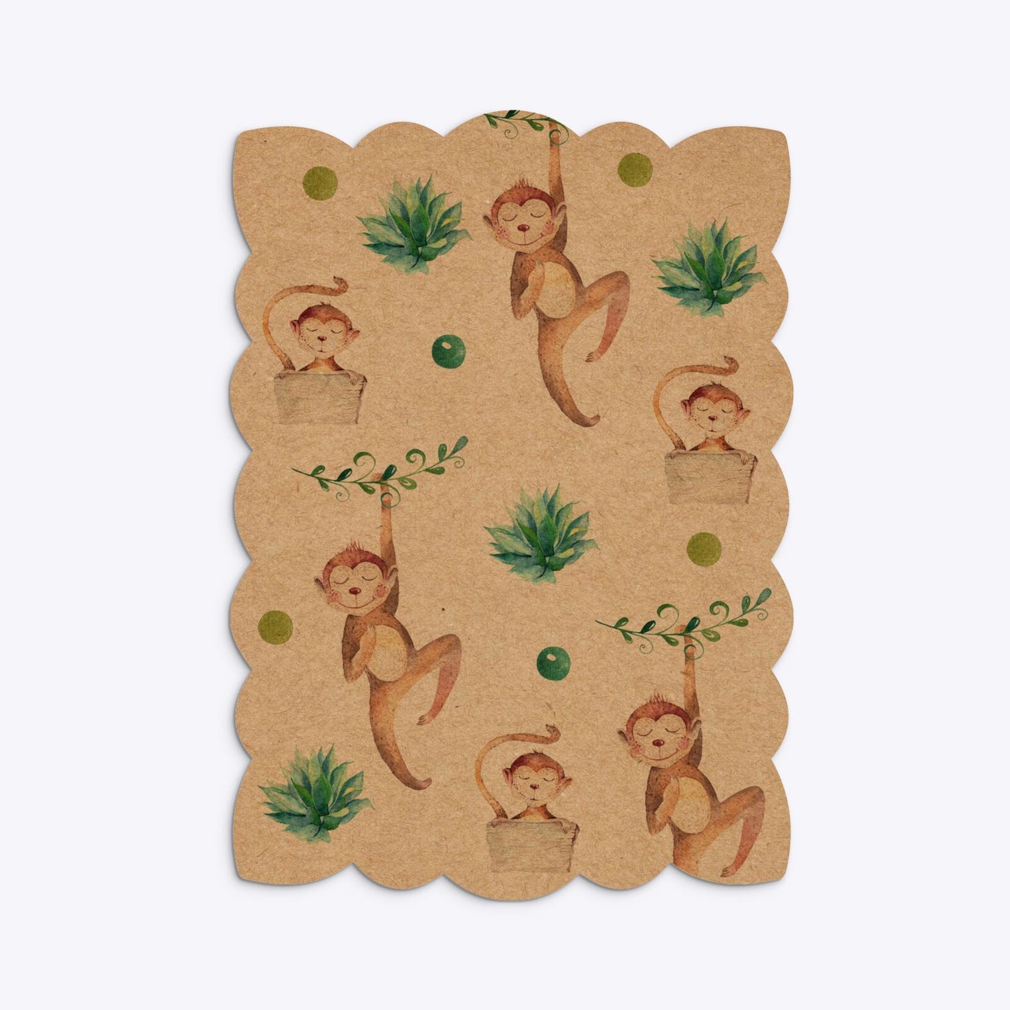 Monkey Personalised Happy Birthday Petal Invitation Kraft Back Image