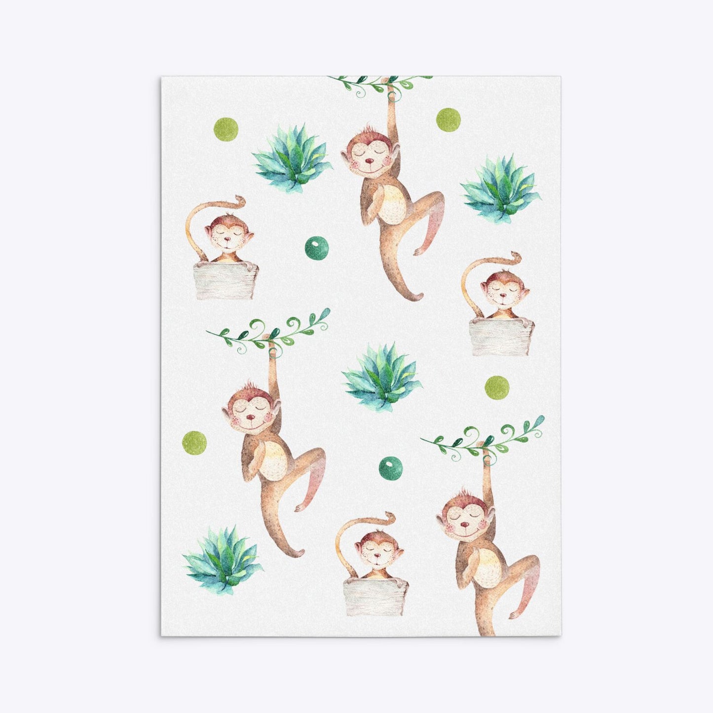 Monkey Personalised Happy Birthday Rectangle Invitation Glitter Back Image