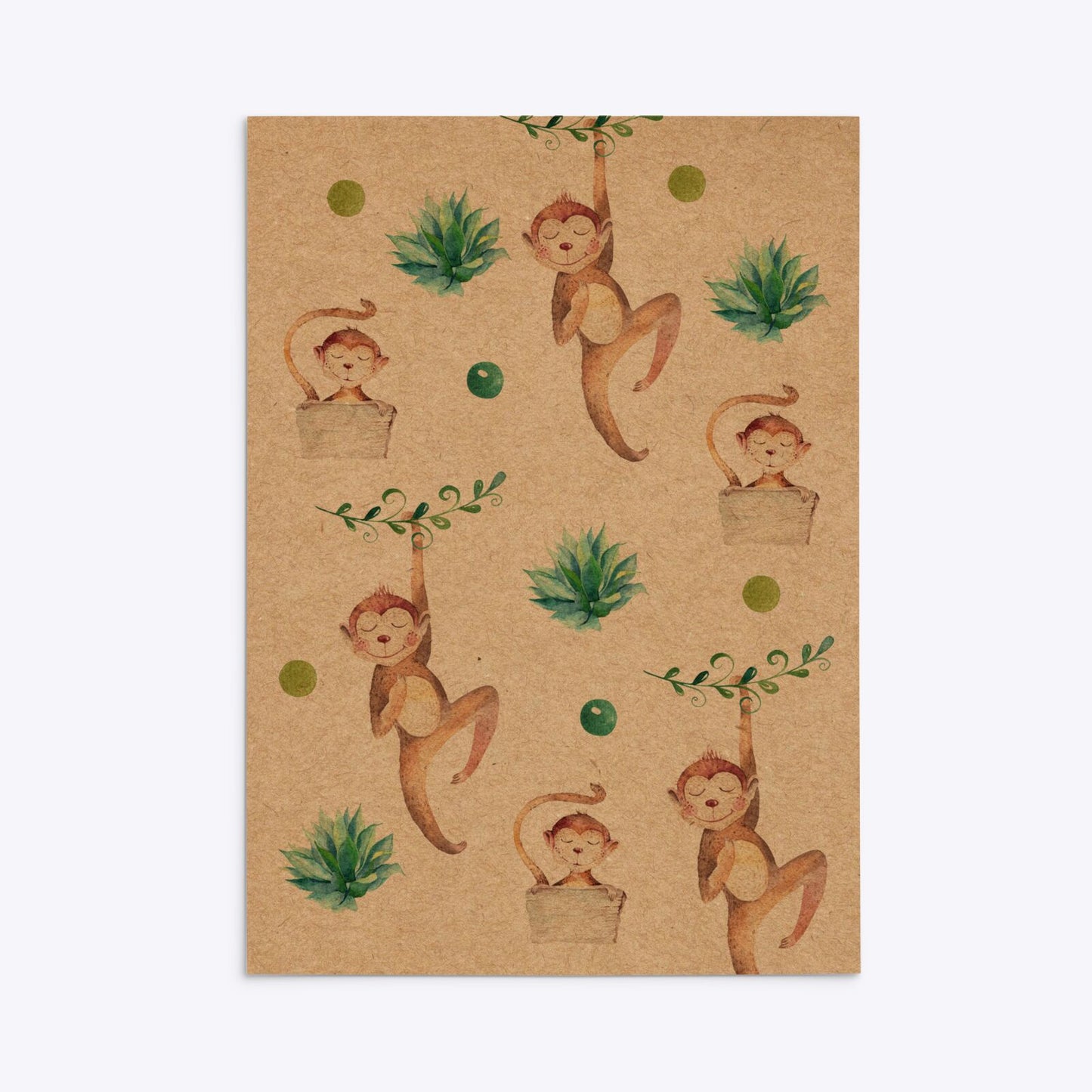 Monkey Personalised Happy Birthday Rectangle Invitation Kraft Back Image