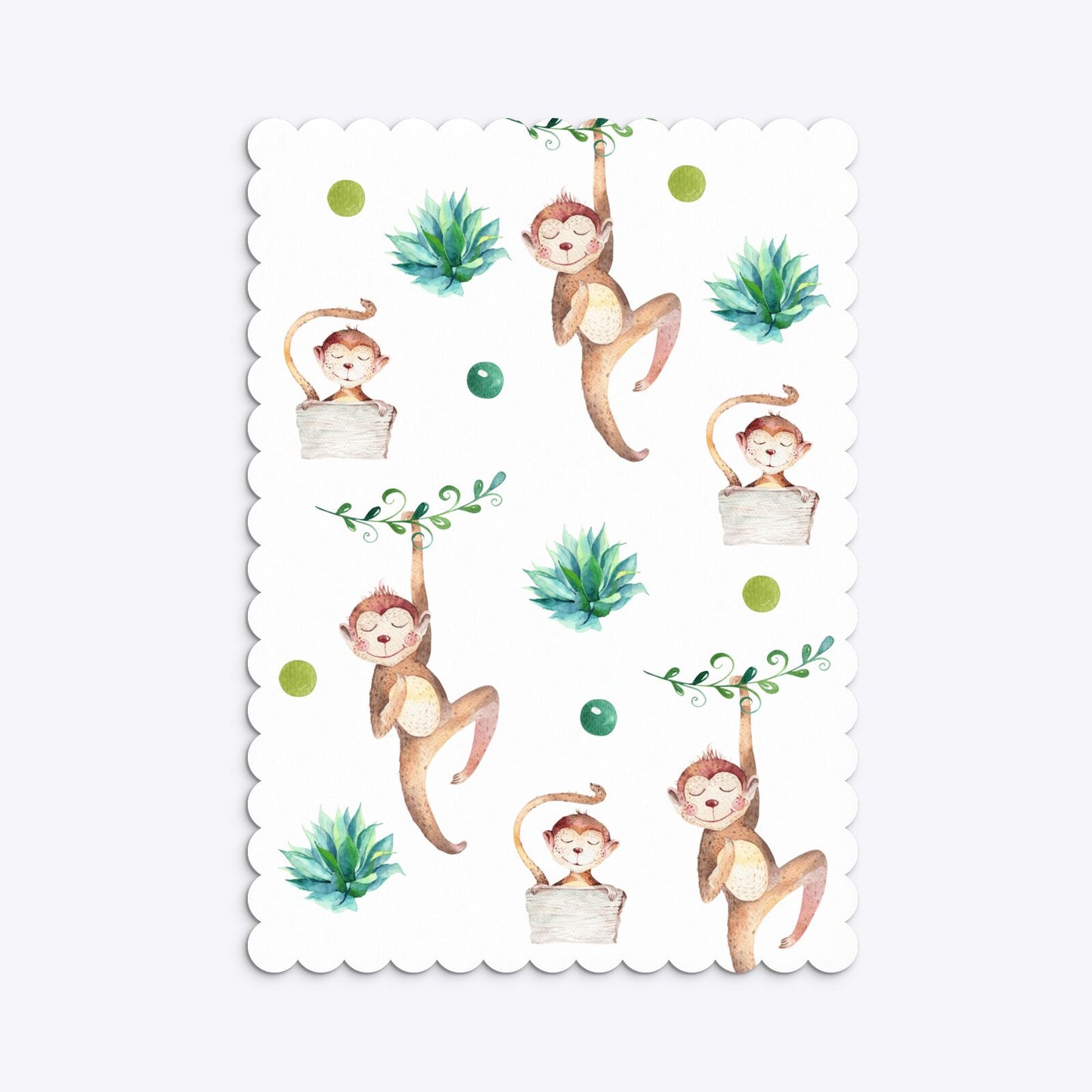 Monkey Personalised Happy Birthday Scalloped Invitation Matte Paper Back Image