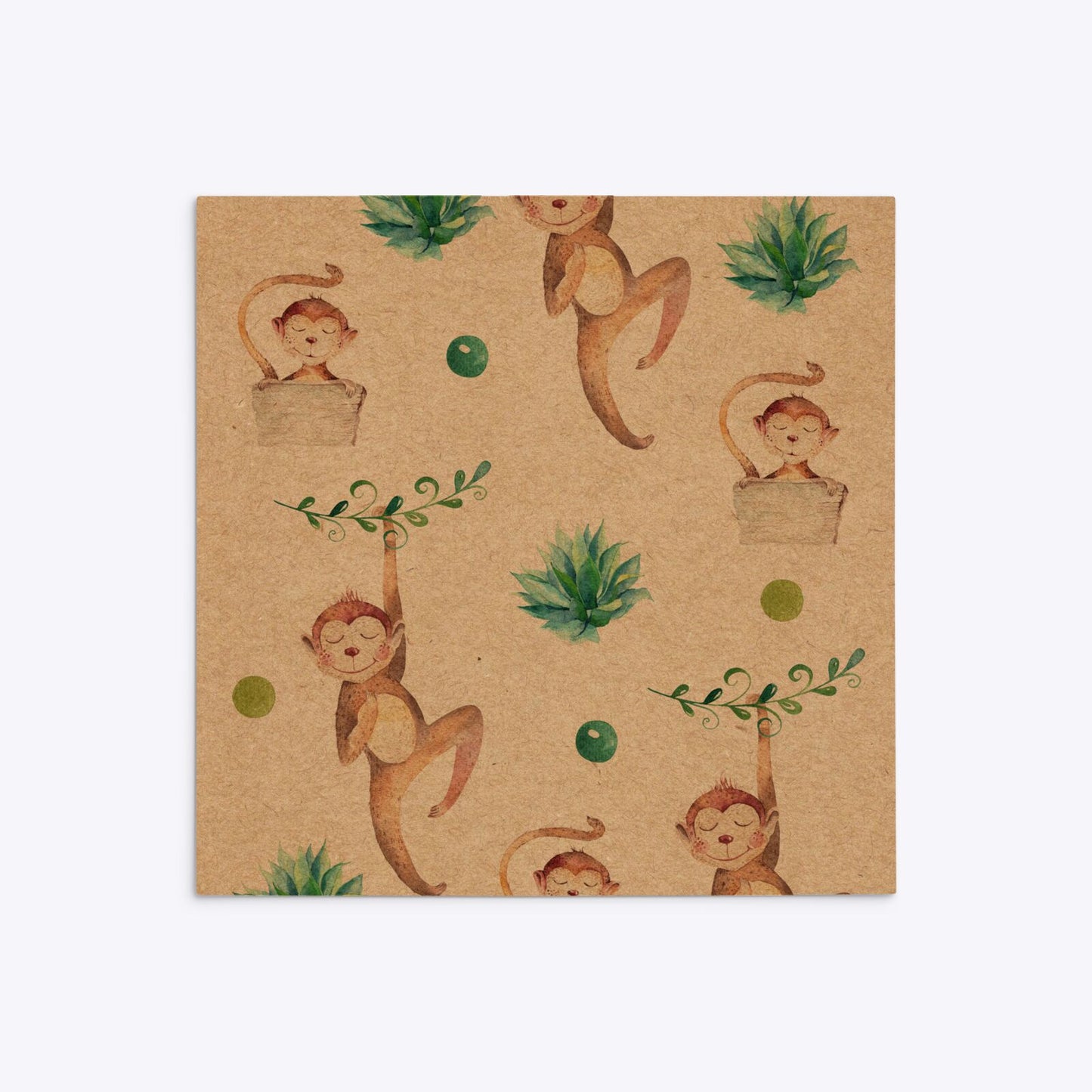 Monkey Personalised Happy Birthday Square 5 25x5 25 Invitation Kraft Back Image