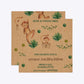 Monkey Personalised Happy Birthday Square 5 25x5 25 Invitation Kraft Front and Back Image