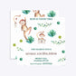 Monkey Personalised Happy Birthday Square 5 25x5 25 Invitation Matte Paper Front and Back Image