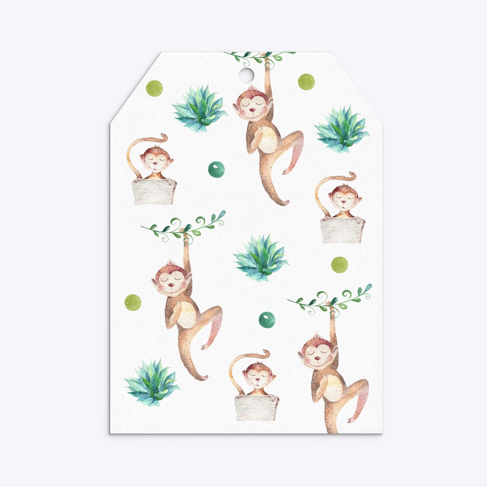 Monkey Personalised Happy Birthday Tag Invitation Glitter Back Image