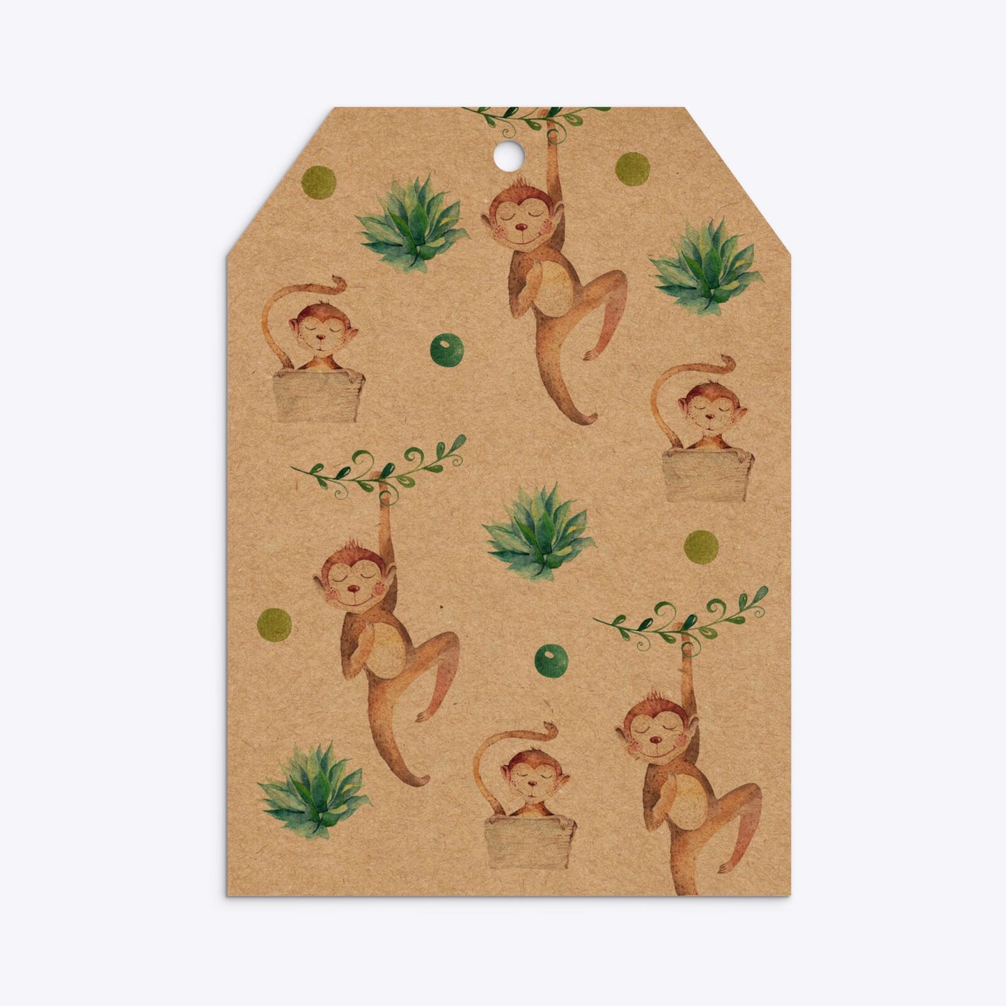 Monkey Personalised Happy Birthday Tag Invitation Kraft Back Image