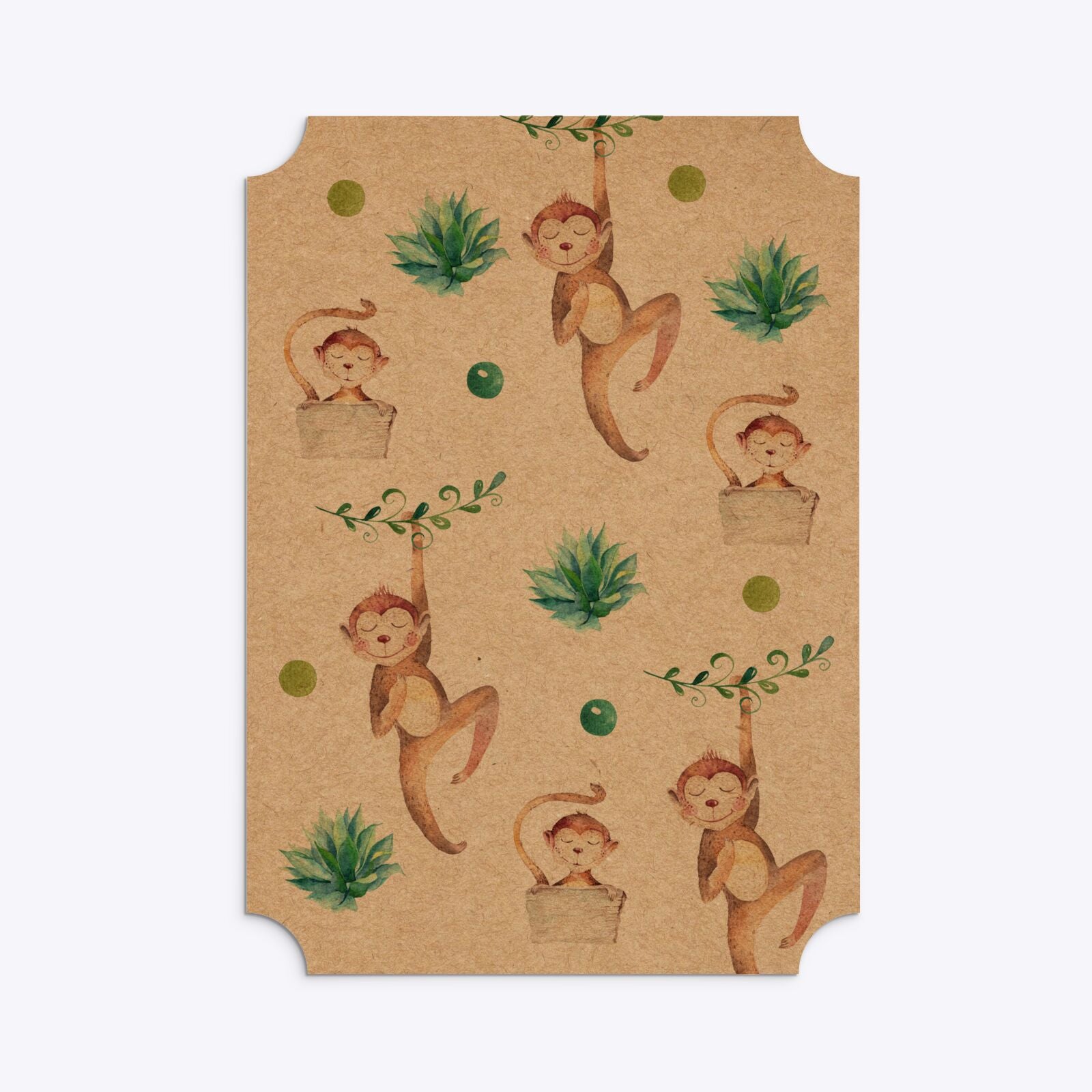 Monkey Personalised Happy Birthday Ticket Invitation Kraft Back Image