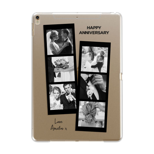 Monochrome Anniversary Photo Strip with Name Apple iPad Gold Case