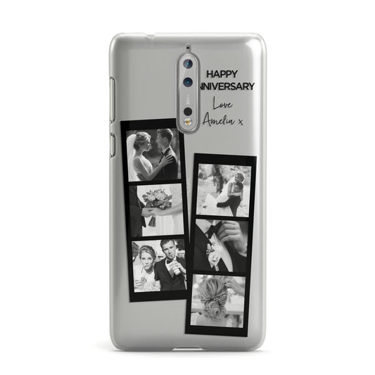 Monochrome Anniversary Photo Strip with Name Nokia Case