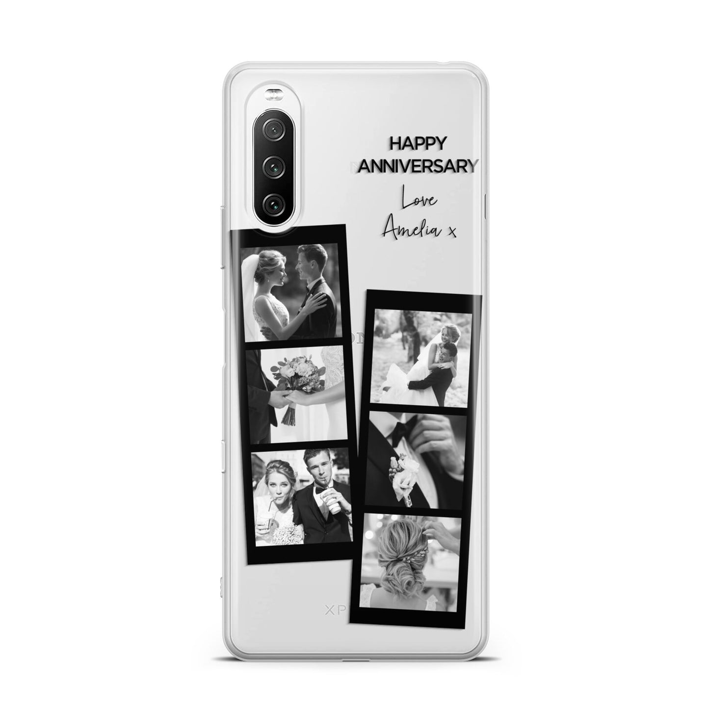 Monochrome Anniversary Photo Strip with Name Sony Xperia 10 III Case