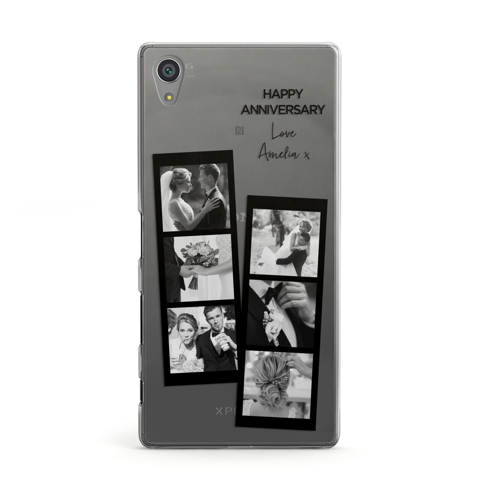 Monochrome Anniversary Photo Strip with Name Sony Xperia Case