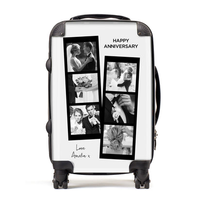 Monochrome Anniversary Photo Strip with Name Suitcase