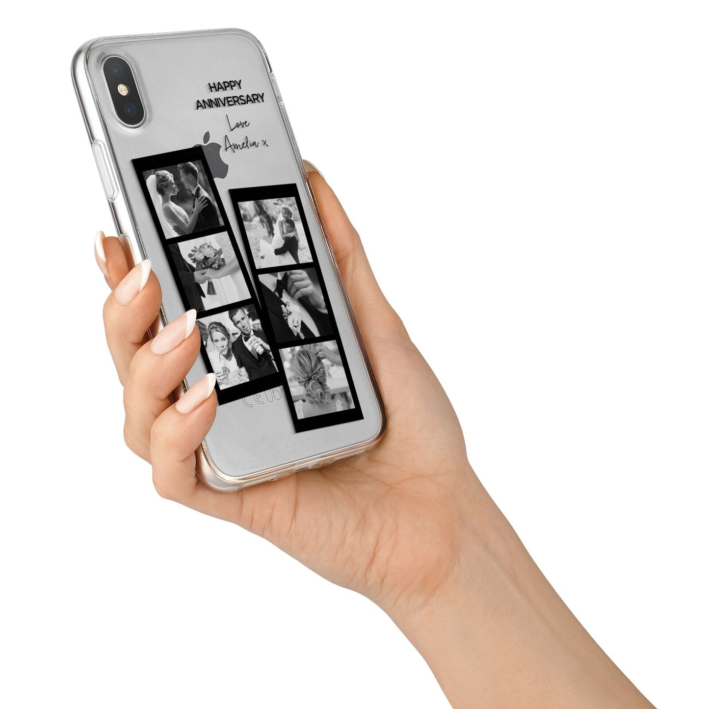 Monochrome Anniversary Photo Strip with Name iPhone X Bumper Case on Silver iPhone Alternative Image 2