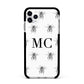 Monochrome Bees with Monogram Apple iPhone 11 Pro Max in Silver with Black Impact Case