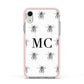 Monochrome Bees with Monogram Apple iPhone XR Impact Case Pink Edge on Silver Phone
