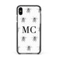 Monochrome Bees with Monogram Apple iPhone Xs Max Impact Case Black Edge on Black Phone