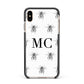 Monochrome Bees with Monogram Apple iPhone Xs Max Impact Case Black Edge on Gold Phone