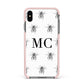 Monochrome Bees with Monogram Apple iPhone Xs Max Impact Case Pink Edge on Black Phone